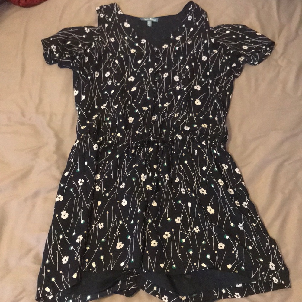Floral cold shoulder romper